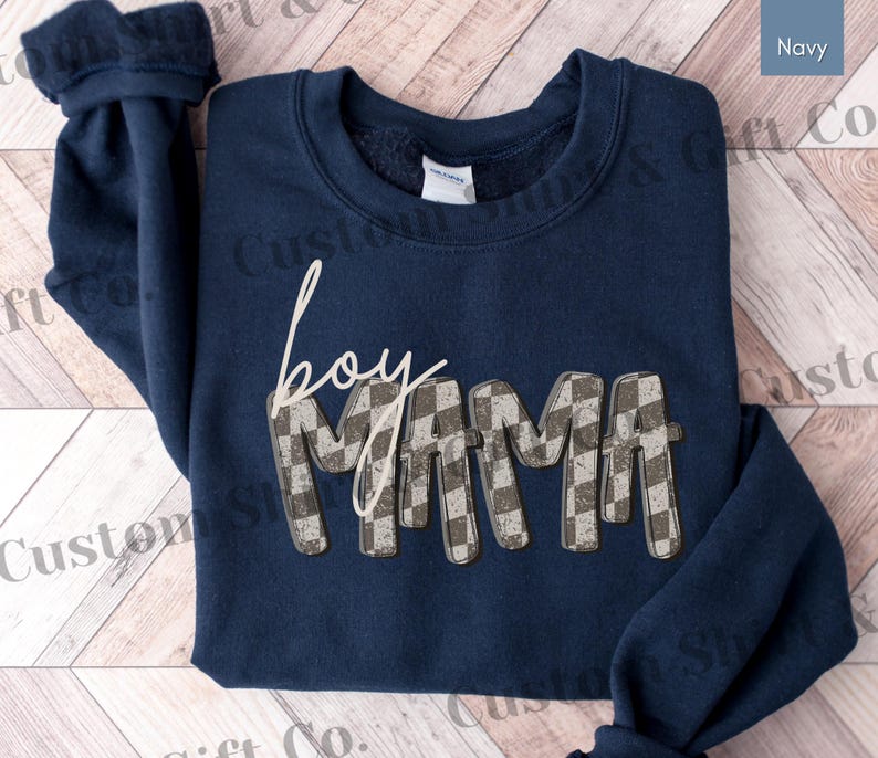 Checkered Boy Mama Shirt Mothers Day Gift Boy Mom Shirt Retro Mama Tee Mama Tshirt Mom Tshirt Mom of Boys Mom Life Shirt Cool Mom Shirt Gift for Mom Mama Sweatshirt Mom Crewneck Sweater