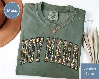 Comfort Colors® Camouflage Boy Mama Shirt, Mothers Day Gift, Mom Shirt, Retro Mama Shirt, Gift For Mom, Varsity Mama Shirt, Duck Camo Mama
