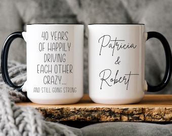 Taza del 40.° aniversario Regalo del 40.° aniversario para padres Taza personalizada Regalo del 40.° aniversario de bodas 40 años de aniversario de bodas Esposo Esposa