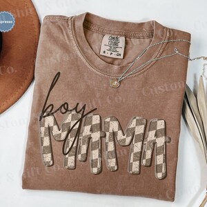 Checkered Boy Mama Shirt Mothers Day Gift Boy Mom Shirt Retro Mama Tee Mama Tshirt Mom Tshirt Mom of Boys Mom Life Shirt Cool Mom Shirt Gift for Mom Mama Sweatshirt Mom Crewneck Sweater