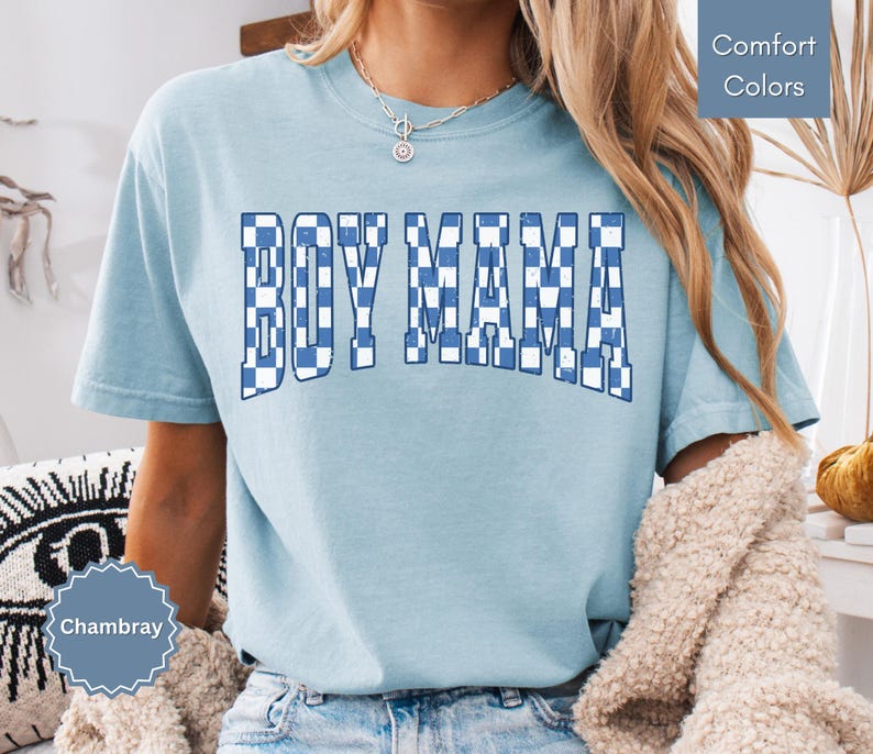 Checkered Boy Mama Shirt Mothers Day Gifts for Mom to be Trendy Mom Shirt Mom Life Tee Mom Birthday Gift Cute Mom Tee Mama Gifts for New Mom