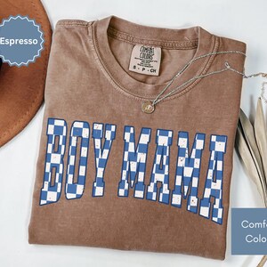 Checkered Boy Mama Shirt Mothers Day Gifts for Mom to be Trendy Mom Shirt Mom Life Tee Mom Birthday Gift Cute Mom Tee Mama Gifts for New Mom