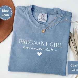 Comfort Colors Pregnant Girl Summer Shirt for New Mom To Be Gift, Pregnancy Tshirt, Maternity Gift for Mom Tee, Mama T-shirt Baby Reveal