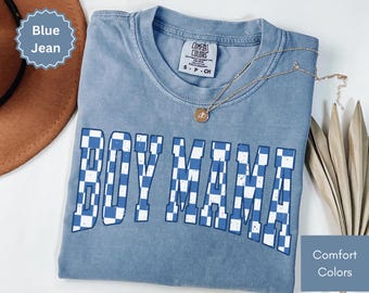 Checkered Boy Mama Shirt Mothers Day Gifts for Mom to be Trendy Mom Shirt Mom Life Tee Mom Birthday Gift Cute Mom Tee Mama Gifts for New Mom