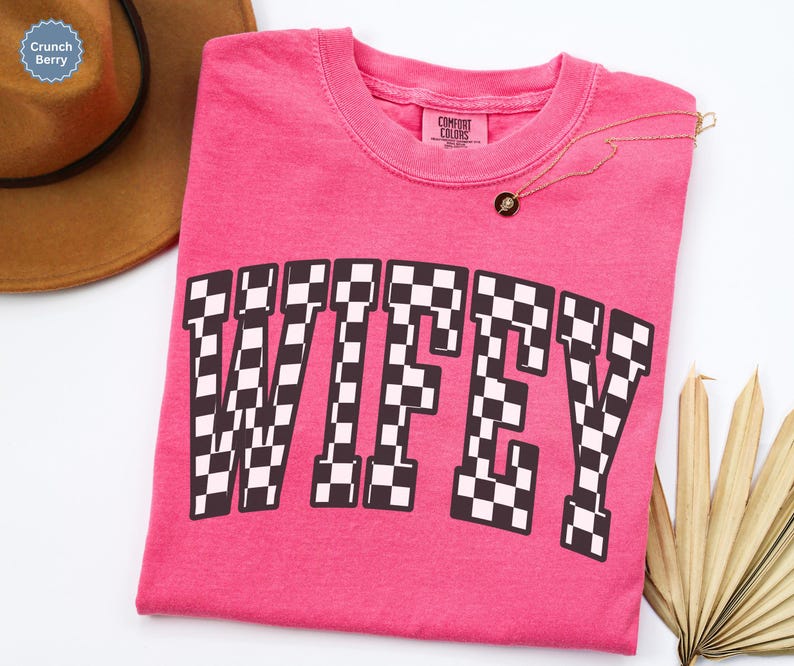 Retro Wifey Shirt Comfort Colors, Checkered Wifey Tshirt, Wife Tee ...