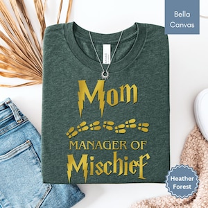 Mom Manager of Mischief Funny Wizard Shirt Funny Mom Shirt Pottery Mom Matching Shirts Family Trip Wizard Movie Vacation Shirt Magical Shirt