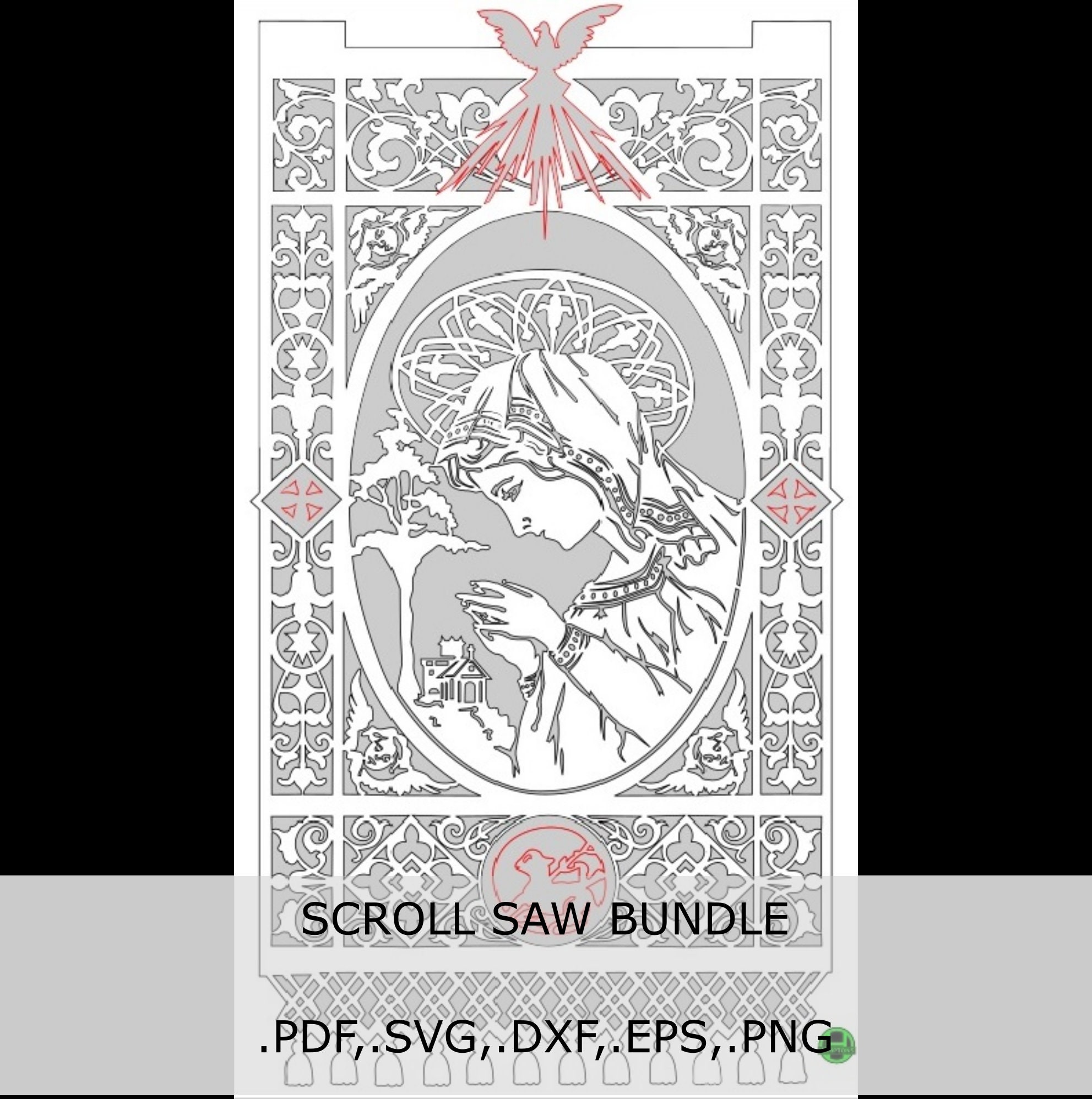 Scroll Saw Pattern Svg Pdf Dxf Eps Png Hand Drawn Pattern Etsy