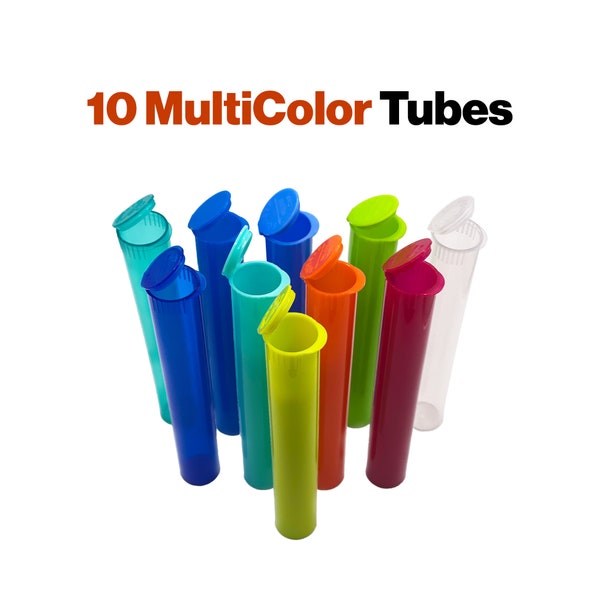 Paquet de 10 tubes/porte-comprimés Doob colorés | Récipients pré-roulés anti-odeurs | Résistant à l'eau | Pressez la pop pour ouvrir | Haute qualité | Étanche