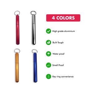 2 PACK Premium Aluminium Pre-Roll Multicolor Doob Tube / Pill Box mit Schlüsselbund | Geruchssichere Behälter | Luftdicht verschließen | Wasserfest
