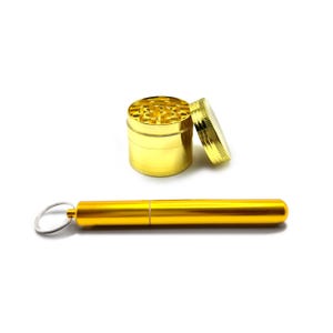 Kostenlose Geschenke | Premium Gold 4 teilige Kräuter-Gewürzmühle | Niedliche Grinder | Kleine Mühle | Preiswerte Schleifer | Rosa Kaffeemühle | Rohr frei | tolles Geschenk