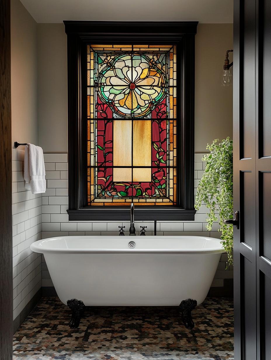 Custom Size Elegant Stained Glass Window Film Vintage Floral Art ...
