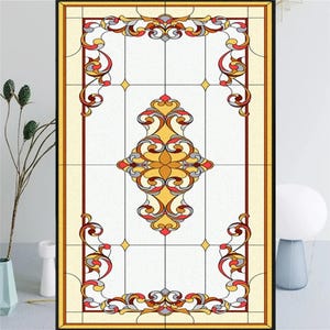 Custom Size Anti-UV Static Cling Privacy Window Film Decorative Stained Glass Style Heat Control Door Stickers for Home Decor