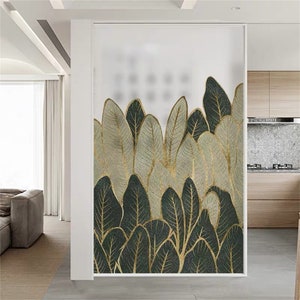 Customized Size Privacy Windows Film Decorative Gold Black White Leaf Glass Film Static Cling Film No-Glue Film Window Stickers