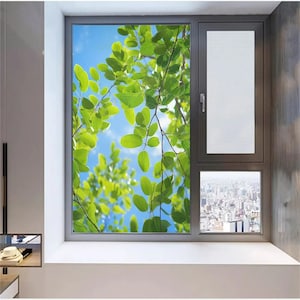 Customized Leaf Pattern Home Privacy Glass Window Frosted Film Non-glue PVC Glass Door Sticker Electrostatic Window Tint Film for Privacy