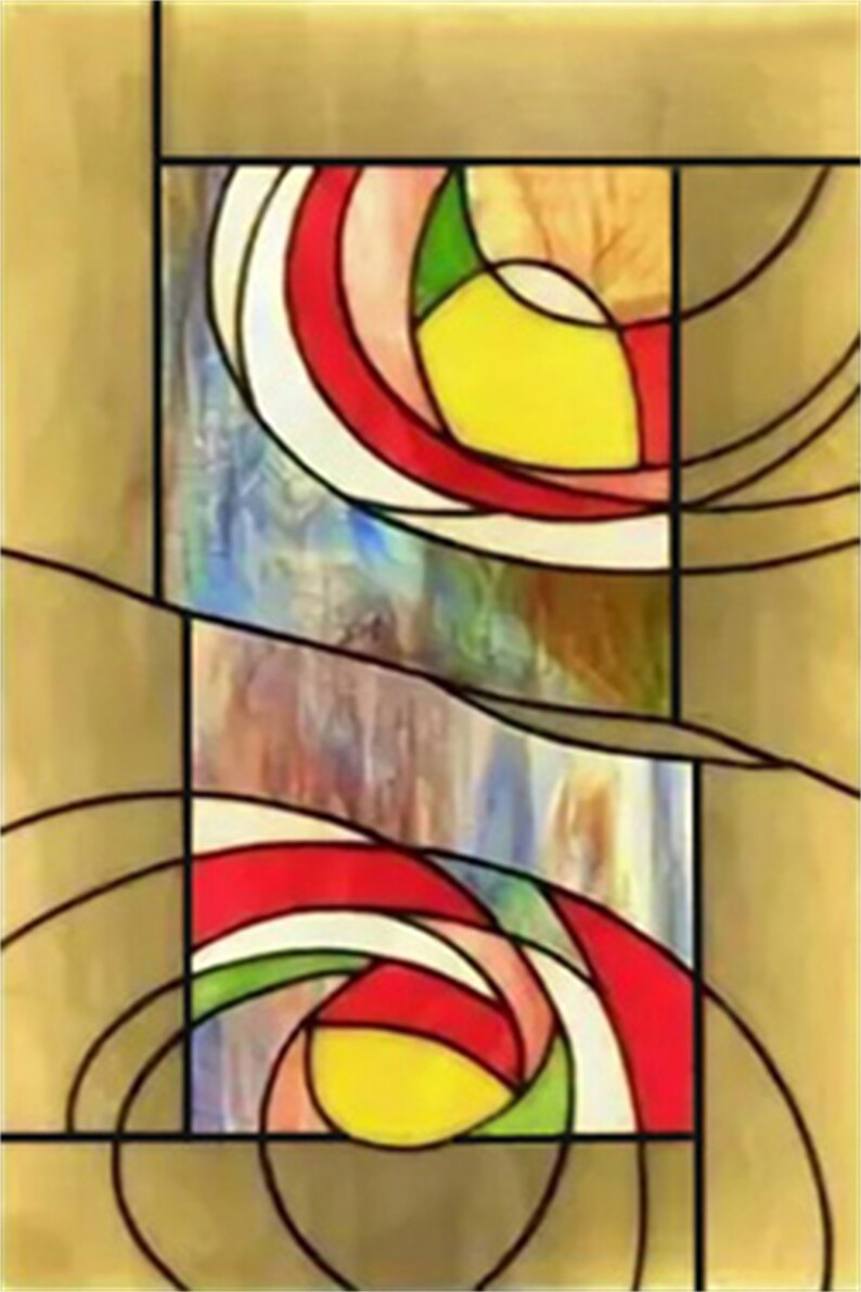 Window Film Custom Size Stained Glass Vintage Church Style Color Rectangular Shape Glass Home