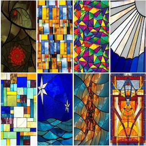Frosted Custom Size Window Film Vintage Style Stained Glass Privacy Glass Film Easy Install Static Cling No Adhesive Home Decor Bathroom