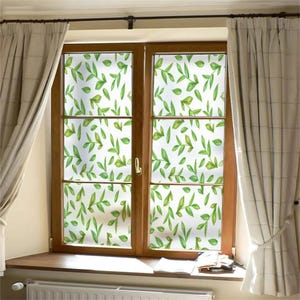 Custom Size Leaf Pattern Static Cling Window Film Frosted Privacy Glass Door Sticker Sun Blocking Glue-Free Stained Glass Decor