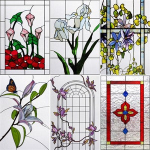 Customize Window Film Frosted Stained Glass Films Flowers Static Cling Privacy Door Sticker Decor