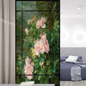 Custom Size Window Film Privacy Flower Non-Adhesive Decorative Glass Covering Static Cling Tint Frosted Window Stickers for Home