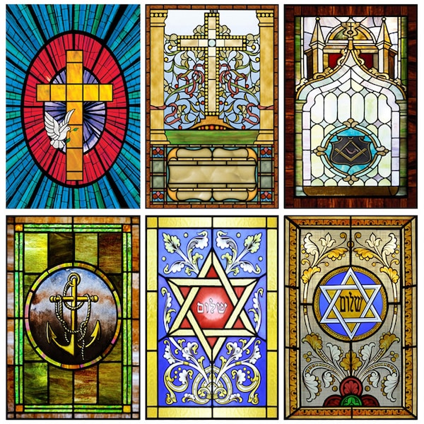 Stained Glass Window Film Religious Etsy
