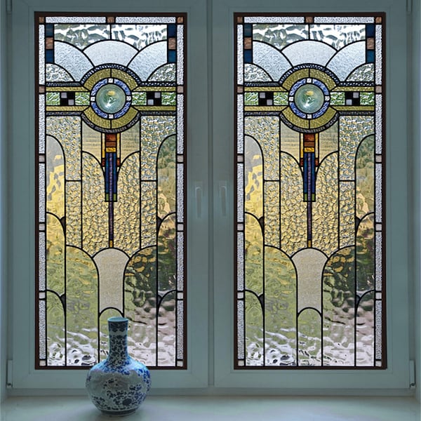 Custom Size Stained Glass Window Film Opaque Frosted Privacy Protection Removable Static Cling Home-Decor Window Covering