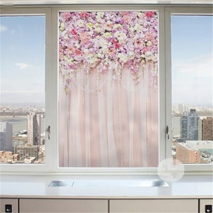 Customized Size Flower Clusters Privacy Window Film Decorative Glass Covering No-Glue Static Cling Frosted Window Stickers for Home Decor