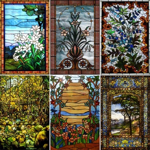 Custom Size Window Film Stained Glass Stickers Static Cling Frosted Privacy Vintage For Window Door Home Decor