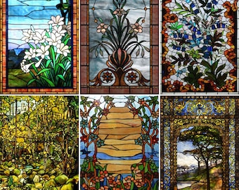 Custom Size Window Film Stained Glass Stickers Static Cling Frosted Privacy Vintage For Window Door Home Decor
