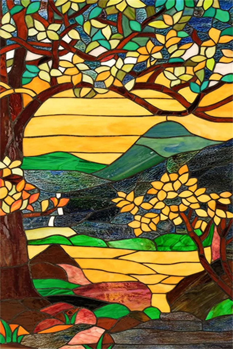 Custom Size Stained Glass Filmsfrosted Privacy Static Etsy