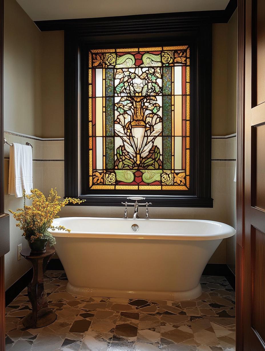 Custom Size Elegant Stained Glass Window Film Vintage Floral Art ...