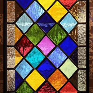 Custom Size Diamond Pattern Stained Glass Window Film Vibrant ...