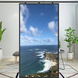 Custom Size Seascape Decorative Privacy Window Film No-Glue Static Cling Frosted Stickers for Home Windows