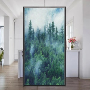 Customize Frosted Foggy Cypress Forest Window Film Bathroom Bedroom Kitchen Home Decor Static Cling Removable Sticker