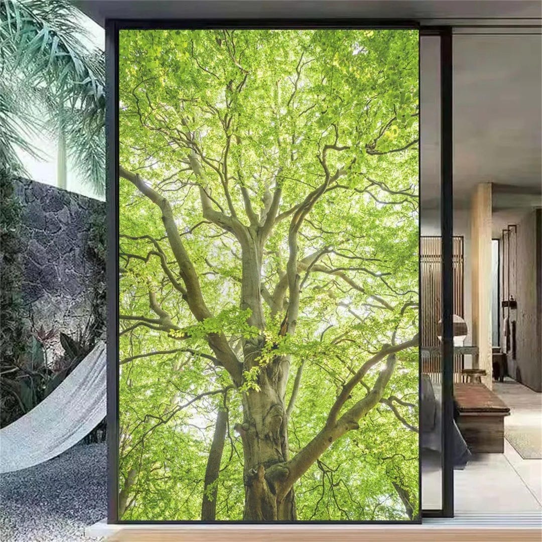 Customized Size Big Tree Pattern Anti-uv Window Film Frosted Decorative ...