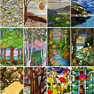 Vintage Custom Size Stained Glass Window Film No Glue Static Cling Glass Sticker for Bedroom Privacy UV Protection Home Decal Easy Install
