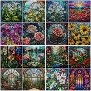Customized Window Film Frosted Stained Glass Effect Privacy-Enhancing Static cling Retro Flower Design for Bathroom Skylight Decor