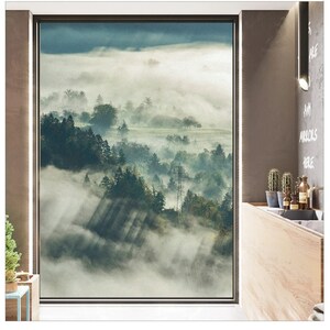 Customized Foggy Forest Scenery Window Film Static Cling Privacy Heat ...