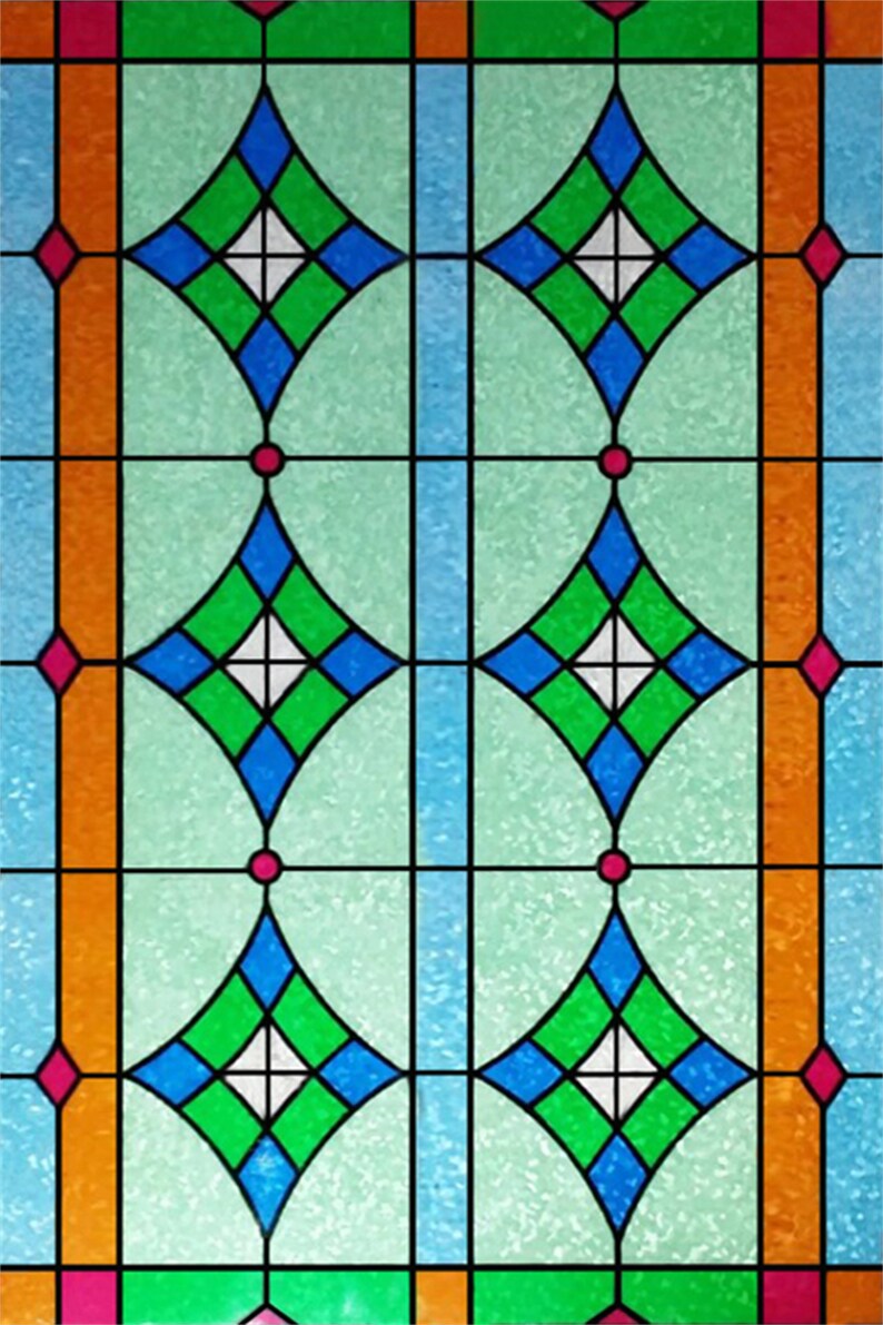 Window Film Custom Size Stained Glass Vintage Church Style Color