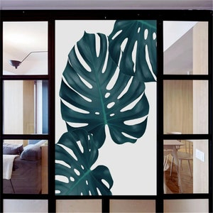 Customized Plant Leaves Stained Glass Window Film Decorative Privacy Windows Film No Glue Static Cling Window Cling with Window Tint