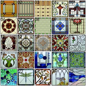 Custom Size Stained Glass Window Film Frosted Glass Sticker,Custom made to fit any Window Size or Shape,Kitchen Bathroom Door Home Decor