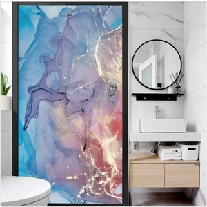 Custom Size Window Film Privacy Marble Background Decorative Glass Sticker Glue-Free Static Cling for Home Decor