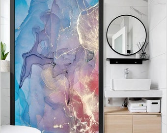 Custom Size Window Film Privacy Marble Background Decorative Glass Sticker Glue-Free Static Cling for Home Decor