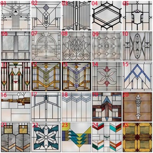 Customized Window Films Retro Stained Glass Square Stickers with Privacy Frosted Static Cling for Glass Door Home Decor