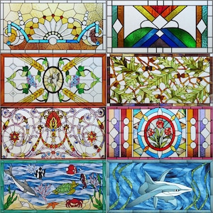 Frosted Custom Size Window Film Vintage Style Stained Glass Privacy Glass Film Easy Install Static Cling No Adhesive Home Decor Bathroom