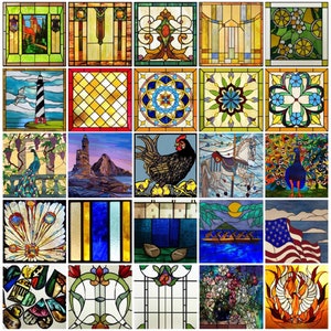 Customize Frosted Static Cling Window Film Vintage Vivid Church Style Home Decor Stained Glass for Bathroom Bedroom Door Skylight