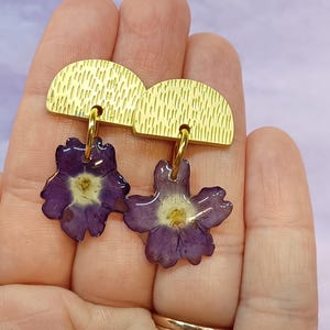 Purple flower earrings
