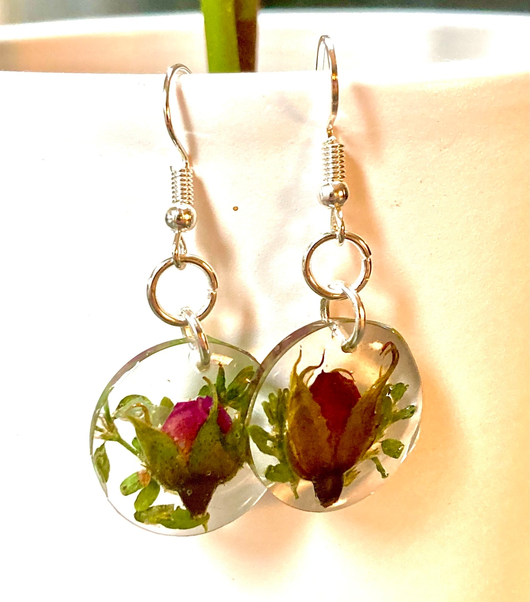 Round Rose Bud Earrings Etsy