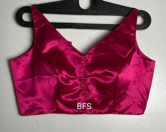 Silk Saree Blouse: V-Neck Sleeveless Party Choli