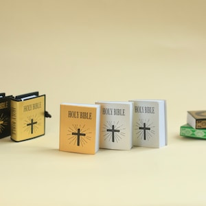 Miniature Holy Bible books for Dollhouse 1:12 with OPENABLE & READABLE pages