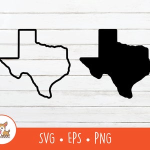 Texas Karte SVG, Texas Clipart, Vektor Texas Landkarte Plotterdatei für Cricut, PNG, EPS, Direkter digitaler Download